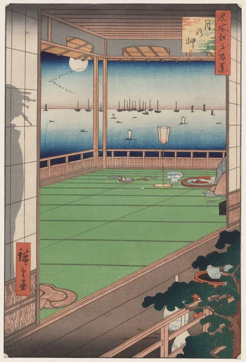 Ando Utagawa Hiroshige, The Moon-Viewing Promontory, from One Hundred Views of Famous Places in Edo