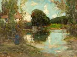 George Grosvenor Thomas, Landscape with a Farmhouse and a Figure