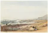 Thomas William Bowler, The artist fishing at Green Point, Cape of Good Hope, with the lighthouse beyond