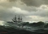 Carl Emil Baagøe, Seascape with sailing ships in distress.