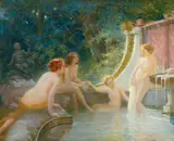 Albert Fourié, Young Bathers in a Fountain