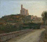 Arvid Aae, View from Volterra with a church.
