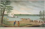 Thomas Davies, A View of Fort La Galette, Indian Castle, and Taking a French Ship of War on the River St. Lawrence, by Four Boats of One Gun Each of the Royal Artillery Commanded by Captain Streachy, 1760