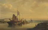 Auguste Borget, A View of Junks on the Pearl River, China