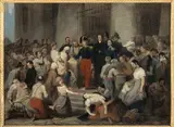Alfred Johannot, Le duc d'Orléans visitant les malades de l'Hôtel-Dieu pendant l'épidémie de choléra, en 1832