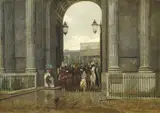 Jean-Maxime Claude, Equestrian Figures sheltering under Constitution Arch, London