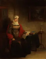 Michael William Sharp, Mrs John Crome Seated at a Table by an Open Work Box