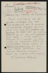 Engelien Reitsma-Valença, Brief aan jonkheer Hendrik Teding van Berkhout (1879-1969)