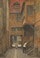 Valdemar Magaard, A backyard with a little girl and a boy.