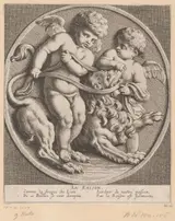 Louis Ferdinand I Elle, Twee putti met een leeuw