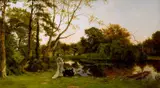 Francis Michael Trappes, Still Waters: A Lady Fishing and Her Companion Reclining beside Her