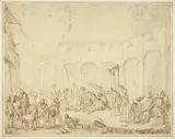 Cornelis de Wael II, Wounded Soldiers in a Courtyard on Town Square
