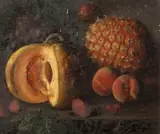 George Walter Harris, Still Life with a Pumpkin and a Pineapple