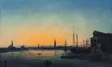 Luigi Querena, Night view of Venice from the gardens