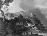 Willem van Bemmel, Mountain Landscape with a Watermill and Castle Ruins