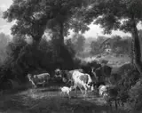 Robert Eberle, Village - landscape with cows