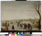 Barent Avercamp, Skaters and kolf players on a Frozen River
