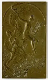 Godefroid Devreese, Plaquette uitgereikt aan Bart van Hove bij de internationale wereldtentoonstelling te Brussel, 1910 met bijbehorende doos