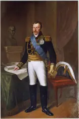 Christoph Suhr, Dirk van Hogendorp as the gouvernor of Hamburg, with a map of the cities fortifications and a bust of Napoleon