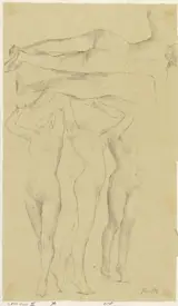Henri-Théodore Fantin-Latour, Vijf naaktstudies; drie met opgeheven armen, de andere op de rug gezien