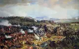 Félix Philippoteaux, The Battle of Waterloo: The British Squares Receiving the Charge of the French Cuirassiers
