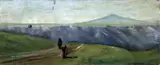 Caroline Emily Gray Hill, Mountainous Landscape with Figures and a Distant Mount Tabor