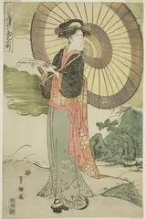 Toyokuni I Utagawa, A Contemporary Parody of Komachi Prays for Rain (Tosei yatsushi Amagoi Komachi)
