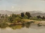 Hugo Bürgel, Village at the mountain lake