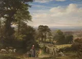 James Thomas Linnell, Thro' the Fields, a Landscape at Harvest Time