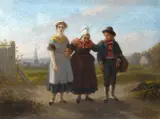 François-Louis Lanfant, An Old Lady Walking with a Boy and a Girl (Les batons de vieillesse)