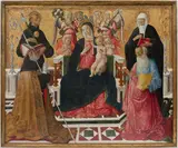 Girolamo di Benvenuto, Madonna and Child with Saints Nicholas of Tolentino, Monica, Augustine, and John the Evangelist