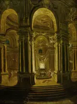 Stefano Orlandi, A Church with Pagan Sacrifices at a Burning Altar