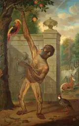 Tethart Philipp Christian Haag, Orang-utan from the Zoo of Stadholder Willem V, Picking an Apple