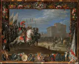 Jan van Kessel, Don Antonio Moncada repulses the attack of Cabrera on the castle where Queen Bianca resides