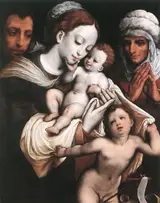 Cornelis van Cleve, Holy Family with Elisabeth and John the Baptist