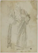 Domenico Fiasella il Sarzana, Standing Angel (recto); Study of Face and Drapery (verso)