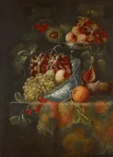 Pierre Nicolas Huilliot, Still Life with Fruit on a Tazza and a Porcelain Bowl