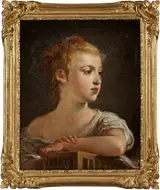 Jean Hugues Taraval, Portrait of a Girl with a Birdcage
