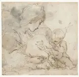 genannt Guercino Giovanni Francesco Barbieri, Maria met kind en Johannes de Doper