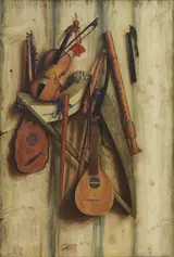 Franciscus Gysbrechts, Board Partition with Musical Instruments. Trompe l'oeil