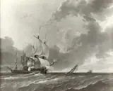Frans Xavery, Seascape with shipping in choppy waters