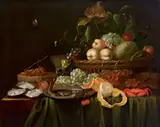Jan Frans van Son, Fruit still life with oysters
