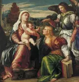 Polidoro da Lanciano, Madonna and Child with the Saints Catherine and Michael
