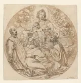 Cornelis Schut I, Maria met kind aanbeden door H. Ignatius van Loyola, H. Franciscus Xaverius en heilige monnik