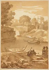 genannt Il Bolognese Giovanni Francesco Grimaldi, Figures Seated by a River