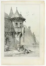 Samuel Prout O.W.S., At Braubach on the Rhine, from Facsimiles of Sketches made in Flanders and Germany