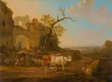 Jacob Van Stry, Landscape with Cows near a Ruin