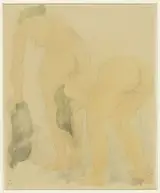 Francois Auguste Rodin, Studieblad met twee naakte vrouwen, op de rug gezien