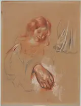 Abel Jules Faivre, Study of a Child's Head and Study of a Woman's Hand and Drapery