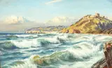 Mogens Ege, Coastal view from Bornholm with the castle Hammershus.